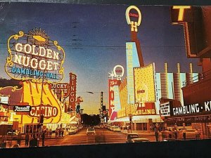 Postcard Golden Nugget & Horshoe Casinos, Rexhall Drug Store, Las Vegas, NV. aa1