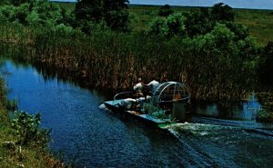 USA Airboat Watery Everglades Florida Chrome Postcard 08.59