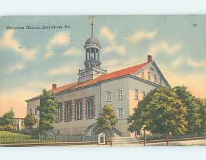 Linen CHURCH SCENE Bethlehem Pennsylvania PA A9367