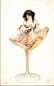 Martini SCHMUCKER FANTASY Detroit Pub DRINKS Drinker SERIES POSTCARD JO5