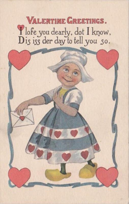 Valentine's Day Young Dutch Girl With Card