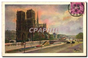 Old Postcard Paris Notre Dame and the Seine Vue Prize du Quai Saint Michel