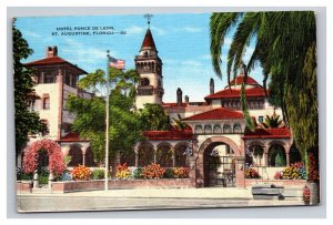 Vintage 1940s Postcard Hotel Ponce De Leon, St. Augustine, Florida