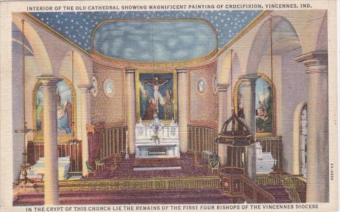 Church Interior Of The Old Cathedral Showing Painting Of Crucifixion Vincenne...