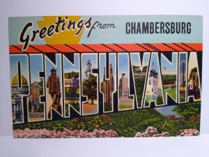 Greeting From Chambersburg Large Letter Postcard Pennsylvania Linen Curt Teich