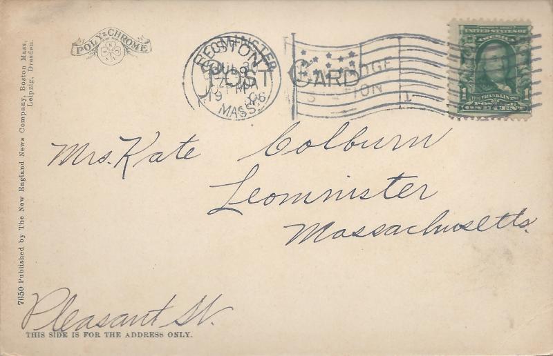 Harvard Square, Cambridge, Massachusetts, Early Postcard, Used in 1906