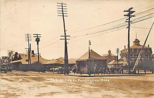 So. Framingham MA Railroad Station Train Depot in 1913 RPPC Postcard