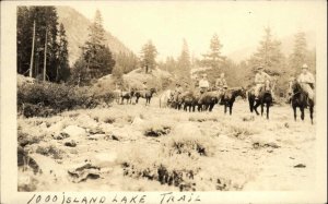 Horse Riding Thousand Islands Lake Trail c1920 Real Photo Postcard