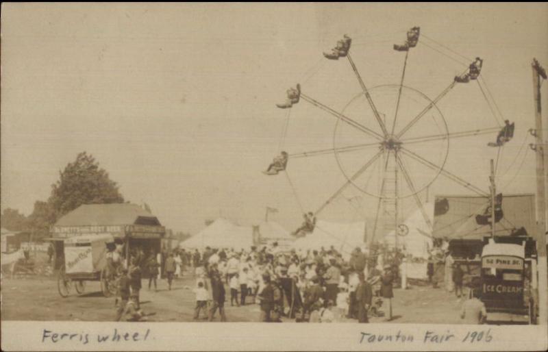 Taunton MA Ferris Wheel Carnival Fair c1905 Real Photo Postcard