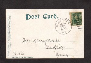 ME Front St Street Trolley Car Bath Maine UDB 1907 Postcard US