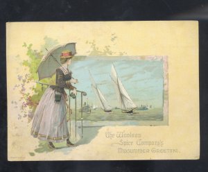 TOLEDO OHIO WOOLSON SPICE COMPANY LION COFFEE UMBRELLA ADVERTISING TRADE CARD