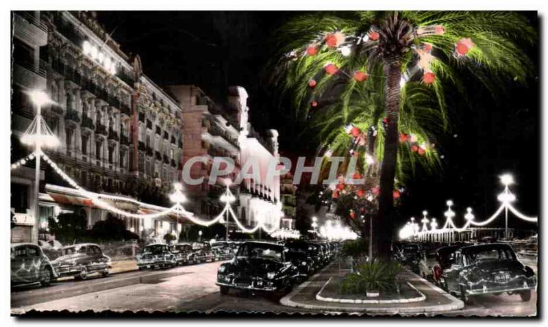 Old Postcard La Cote D & # 39Azur Nice's Promenade des Anglais night