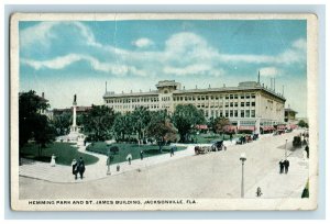 C.1920 Hemming Park and St. James Building, Jacksonville, Fla Postcard f78 