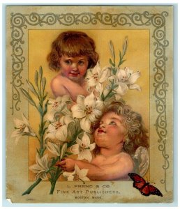 1888 Prang Lithography Printers Advertising Card Two Adorable Cherubs 7C