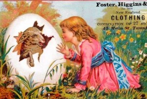 Foster Higgins & Co Clothing, Girl Lamb Hatching From Big Egg Easter A1