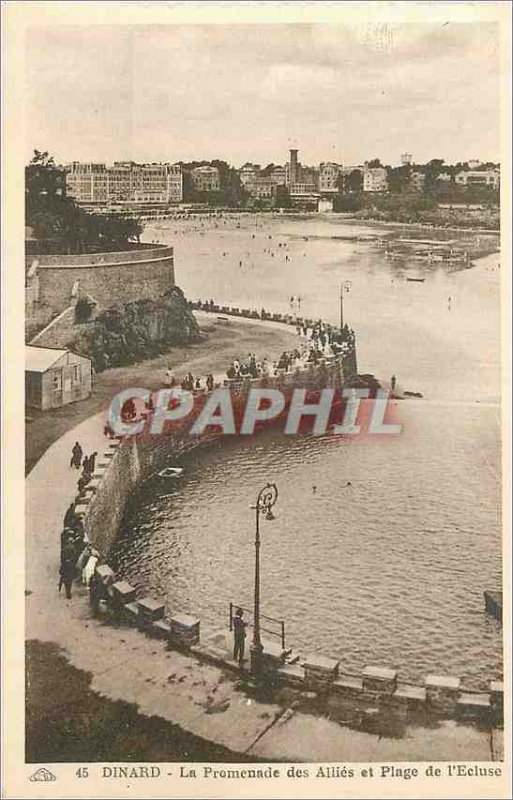 Old Postcard Dinard La Promenade des Allies and Beach of the Lock