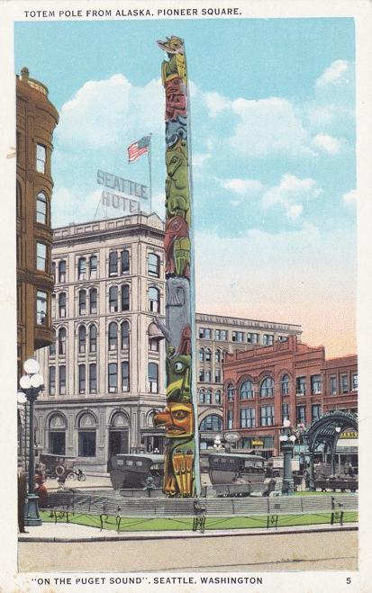 The Seattle Hotel and Totem Pole - Pioneer Square, Seattle WA, Washington - WB