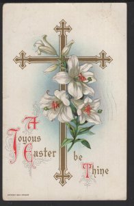 A Joyous Easter be Thine Cross and Lilies embossed pm1911 ~ DB