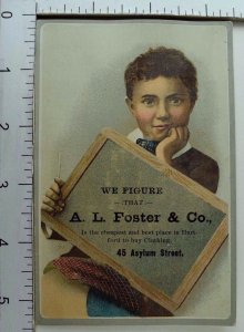 1870's-80's A. L Foster & Co Clothiers Adorable Boy Chalk Sign *G