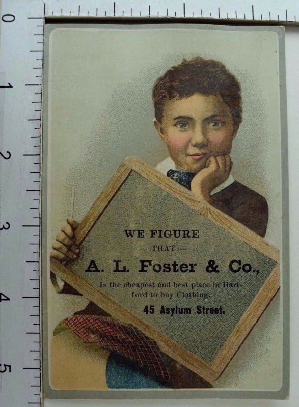 1870's-80's A. L Foster & Co Clothiers Adorable Boy Chalk Sign *G