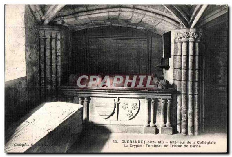 Old Postcard Guerande (Loire Inf) Interior of the Collegiate Crypt Tomb Trist...