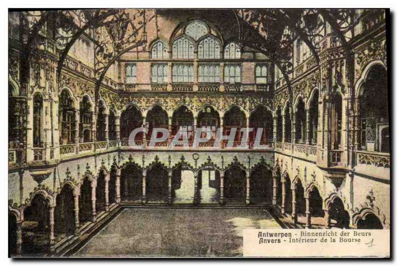 Old Postcard Antwerpen Binnenzicht der Beurs Antwerp Interior di Bourse