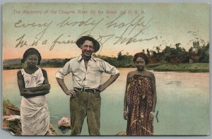 PANAMA DISCOVERY OF CHAGRES RIVER by GOOD OLD USA ANTIQUE POSTCARD w/ STAMPS