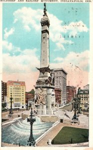 Vintage Postcard 1930's Soldiers' & Sailors' Monument Indianapolis Indiana IN