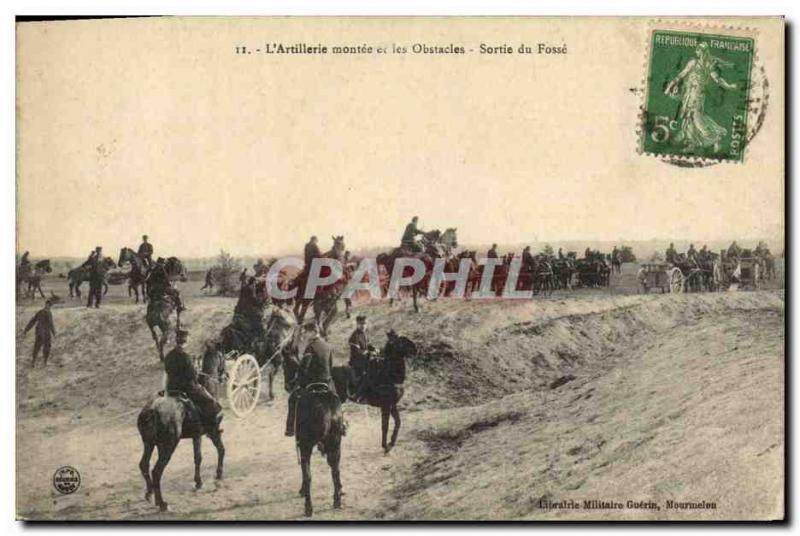 Old Postcard Fantasy Militaria L & # 39artillerie montee and obstacles pit exit