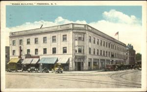 Fredonia NY Russo Building & Street View c1920 Postcard