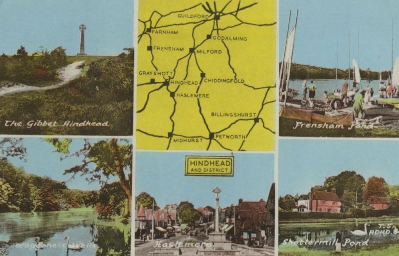 Hindhead 1970s Map Surrey Postcard