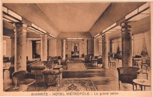 Le Grand Salon Biarritz Hotel Metropole France Old Postcard