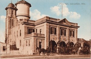 Fire Hall Edmonton Alberta AB Firemen H. Enida Olive Postcard H40 *as is