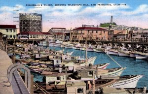 San Francisco, California - View of Fisherman's Wharf and Telegraph Hill - 1947