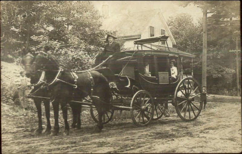 Taunton MA Stagecoach Stage Coach Good Local History on Back c1905 RPPC  G19