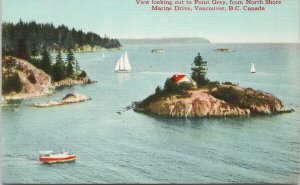 Vancouver BC View to Point Grey from Marine Drive North Shore Postcard G52