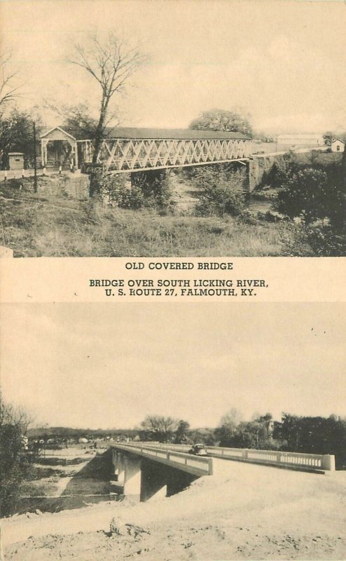 Postcard Kentucky Fallmouth 1930s Covered Bridge Gayle Drug. Brown 23-3556