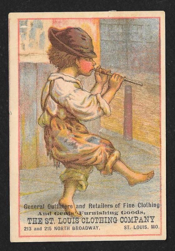 VICTORIAN TRADE CARD St Louis Clothing Co Gent's Clothiers