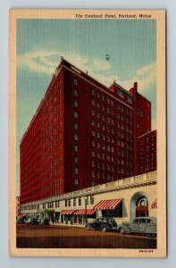 Portland ME-Maine, Eastland Hotel Period Cars Advertising Vintage Linen Postcard 