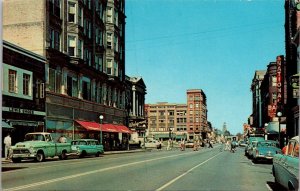 View of Businesses, Main Street Bloomington IL Walgreen Vintage Postcard Q65