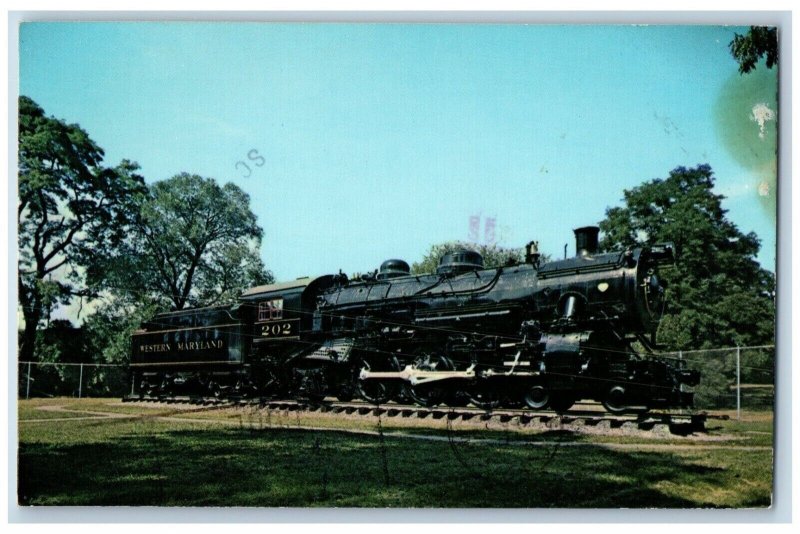 Hagerstown Maryland Postcard City Park Baldwin Engine Class K2 Steam Engine 1960