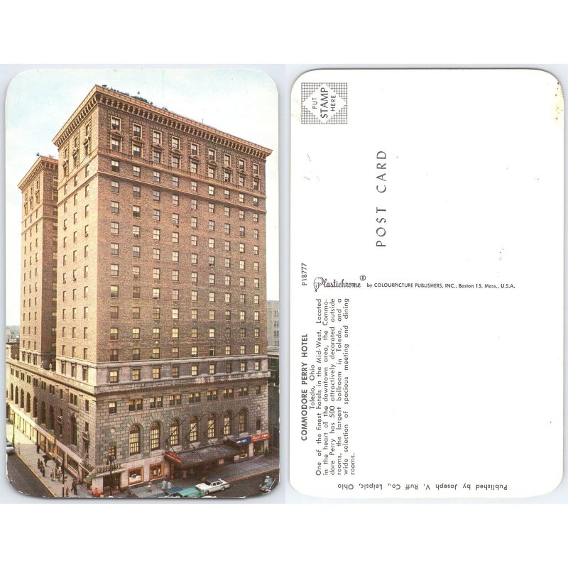 Postcard Commodore Perry Hotel Toledo Ohio Architecture