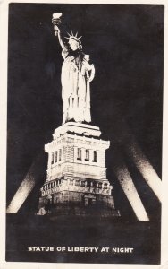 New York City The Statue Of Liberty At Night 1951 Real Photo
