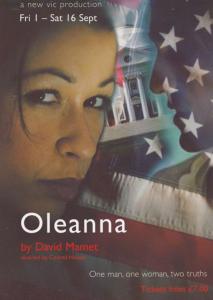 Oleanna David Mamet Play New Vic Theatre Gala Poster Postcard Style Card