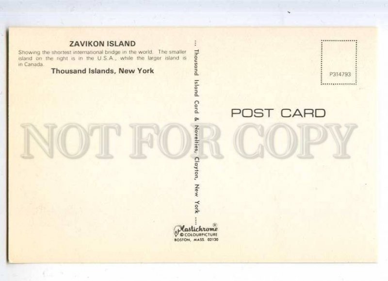 204373 CANADA USA Thousand Islands Zavikon island old postcard