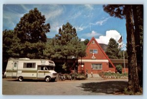 Flagstaff Arizona Postcard Tall Pines Mt. Elden KOA Camping Exterior House c1960