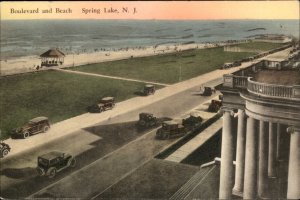 Spring Lake New Jersey Boulevard and Beach c1930-50s Vintage Postcard