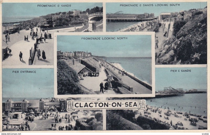 CLACTON, Essex, England, 1930-1950s; Promenade & Sands, Pier
