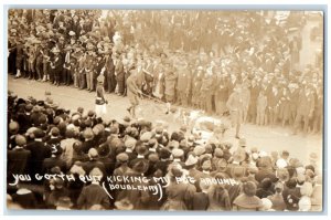 Kansas City MO RPPC Photo Postcard You Gotta Quit Kicking Mi Doubleday c1910's