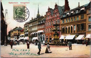 Denmark Copenhagen København Amagertorv Vintage Postcard C094